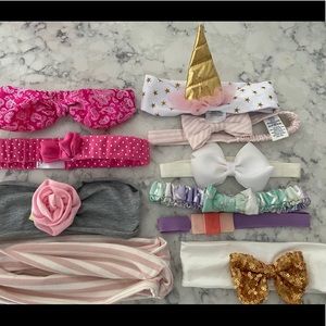 Baby girls bow lot- 10 bows total